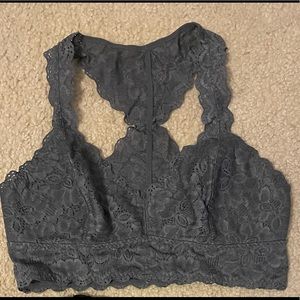 Two bralettes (1 gray and 1 black)